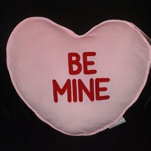 Be Mine Heart Pillow - Pink with Red Embroidery
